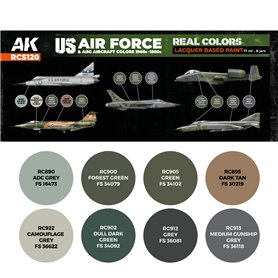 AK Interactive REAL COLORS RCS-120 Zestaw US AIR FORCE AND ANG AIRCRAFT COLORS 1960S-1980S