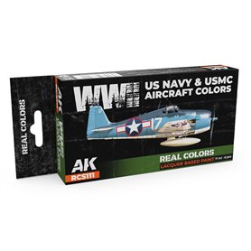 AK Interactive REAL COLORS RCS-111 Zestaw WWII US NAVY AND USMC AIRCRAFT COLORS