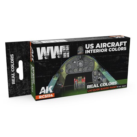 AK Interactive REAL COLORS RCS-114 Zestaw WWII US AIRCRAFT INTERIOR COLORS