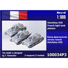 Zebrano 1:100 Resin model kits Hotchkiss H39 - TANK PLATOON - 3pcs. 