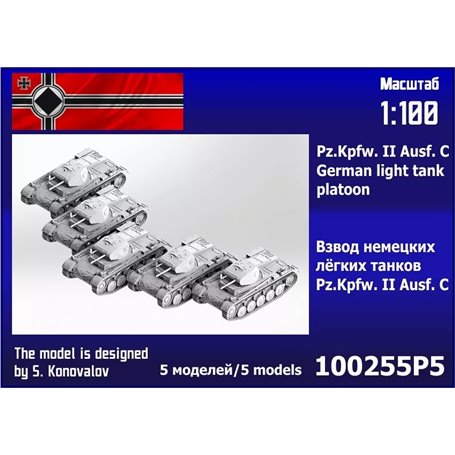 Zebrano 100255P5 Pz.Kpfw. II Ausf. C German Light Tank Platoon (5 pcs)