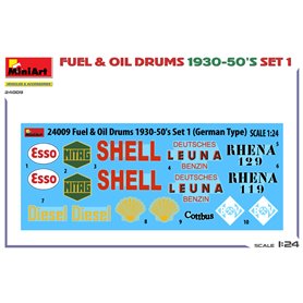 Mini Art 1:24 FUEL AND OIL DRUMS 1930-50S - GERMAN TYPE - SET 1