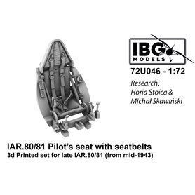 IBG 72U046 Pilot's Seat with Seatbelts for I.A.R. 80/81 (Late, Armored, Used from Mid 1943) 3D Printed Set