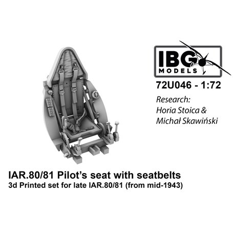 IBG 72U046 Pilot's Seat with Seatbelts for I.A.R. 80/81 (Late, Armored, Used from Mid 1943) 3D Printed Set