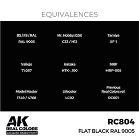 AK Interactive REAL COLORS RC-8 Flat Black RAL 9005 - 17ml