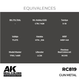 AK Interactive REAL COLORS RC-819 Gun Metal - 17ml