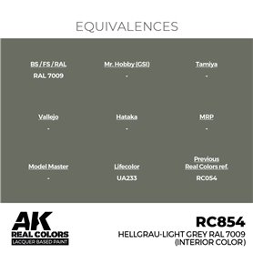 AK Interactive REAL COLORS RC-854 Hellgrau-Light Grey RAL 7009 (interior c olor) - 17ml
