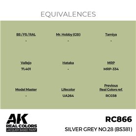 AK Interactive REAL COLORS RC-866 Silver Grey No.28 (BS381) - 17ml