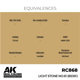AK Interactive REAL COLORS RC-868 Light Stone No.61 (BS381) - 17ml