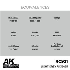 AK Interactive REAL COLORS RC-921 Light Grey FS 36495 - 17ml