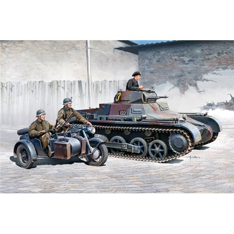 Academy 1:35 German Panzer I Ausf.B & Motorcycle