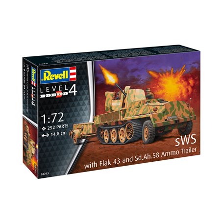 Revell 1:72 sWS W/FLAK 43 AND Sd.Ah.58 AMMO TRAILER - MODEL SET - z farbami