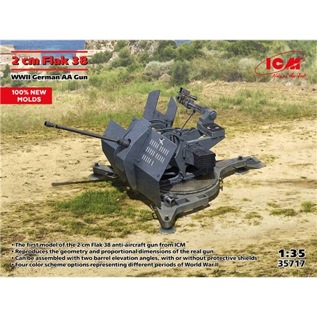 ICM 35717 2 cm FlaK 38 WWII German AA Gun