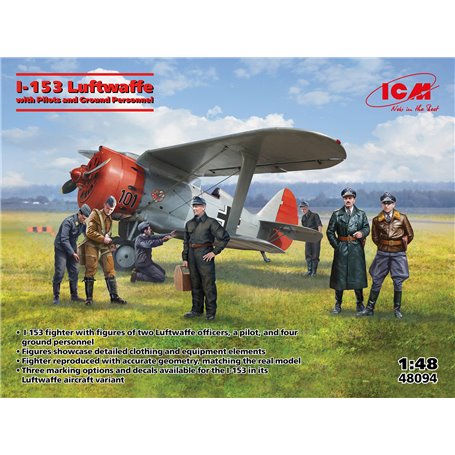 ICM 48094 I-153 Luftwaffe with Pilots and Ground Personnel