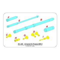 Aber 35 L-340 Armament for Russian BMD-4 100 mm 2A70 Barrel, 30 mm 2A72 Barrel, 7,62 mm PKT Barrel