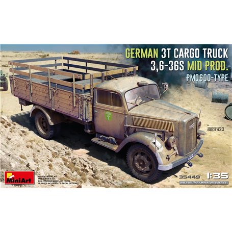 Mini Art 1:35 GERMAN 3T CARGO TRUCK 3.6-36S MID PRODUCTION - PMQ600-TYPE