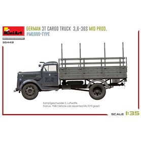 Mini Art 1:35 GERMAN 3T CARGO TRUCK 3.6-36S MID PRODUCTION - PMQ600-TYPE
