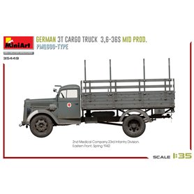 Mini Art 1:35 GERMAN 3T CARGO TRUCK 3.6-36S MID PRODUCTION - PMQ600-TYPE