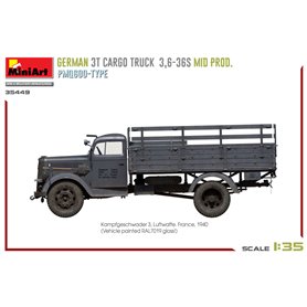 Mini Art 1:35 GERMAN 3T CARGO TRUCK 3.6-36S MID PRODUCTION - PMQ600-TYPE