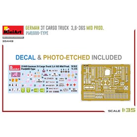 Mini Art 1:35 GERMAN 3T CARGO TRUCK 3.6-36S MID PRODUCTION - PMQ600-TYPE