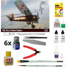 Zestaw Startowy Samolot PZL P-11c - model do sklejania w skali 1:72