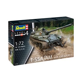 Revell 1:72 T-55A/AM W/KMT-6/EMT-5 - MODEL SET - z farbami