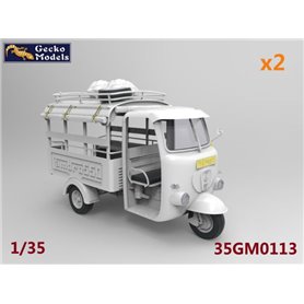 Gecko Models 1:35 60-70S SAIGON SHUTTLE MOTOR TRICYCLE DEPOT AND DRIVER - 2 KITS
