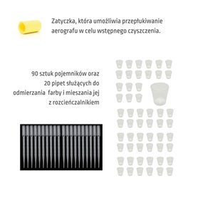 Aerograf i kompresor - zestaw Gold PLUS + akcesoria i farby
