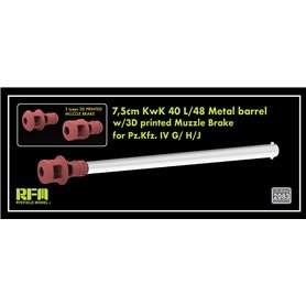 RFM 2083 7,5 cm KwK 40 L/48 Metal Barrel w/ 3D Printed Muzzle Brake for Pz.Kfz. IV G/H/J