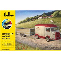 Heller 1:24 Citroen Hy + GOODS TRAILER - STARTER KIT - z farbami 