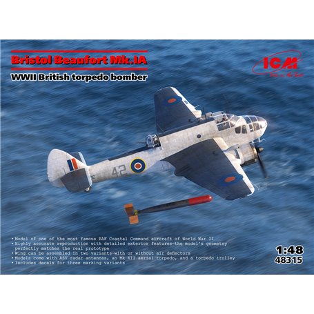 ICM 48315 Bristol Beaufort Mk.IA WWII British Torpedo Bomber