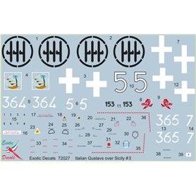 Exotic Decals 72027 Italian Gustavs over Sicily 3 Bf 109G in Regia Aeronautica - Part 3
