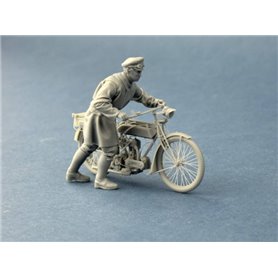 Copper State Models F35-062 British Dispatch Rider Pushing His Motorcycle