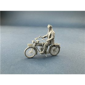 Copper State Models F32-060 German Dispatch Rider Standing with a Motorcycle