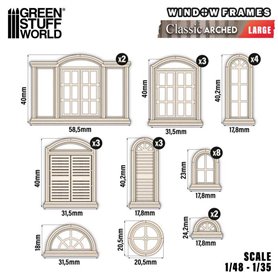 Green Stuff World Windows Frames - Classic Arched - Large