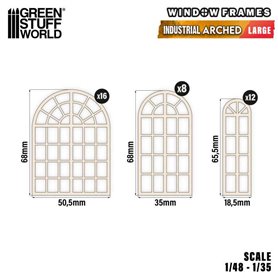 Green Stuff World Windows Frames - Industrial Arched