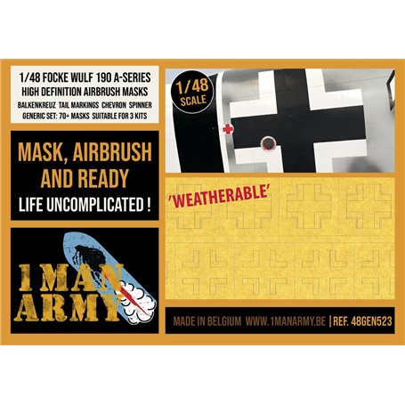 1 Man Army 1:48 Maski BALKENKREUZ TAIL MARKINGS do Focke Wulf Fw-190A