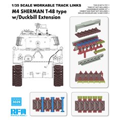 RFM 1:35 Ruchome gąsienice T-48 TYPE W/DUCKBILL EXTENSION do M4 Sherman