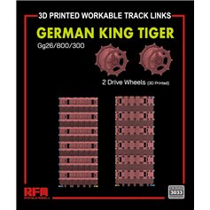 RFM 1:35 Drukowane ruchome gąsienice GG26/800/300 do Pz.Kpfw.VI King Tiger + 2 DRIVE WHEELS