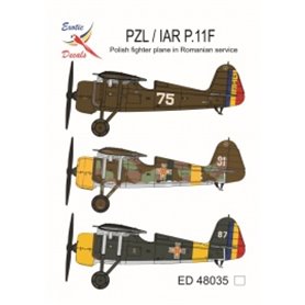 Exotic Decals 1:48 Kalkomanie do PZL/IAR P.11F - POLISH FIGHTER PLANE IN ROMANIAN SERVICE