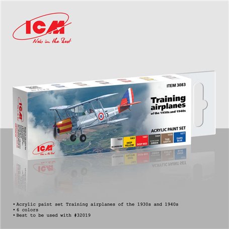 ICM 3083 Acrylic Paints Set Training Airplanes of the 1930s and 40s