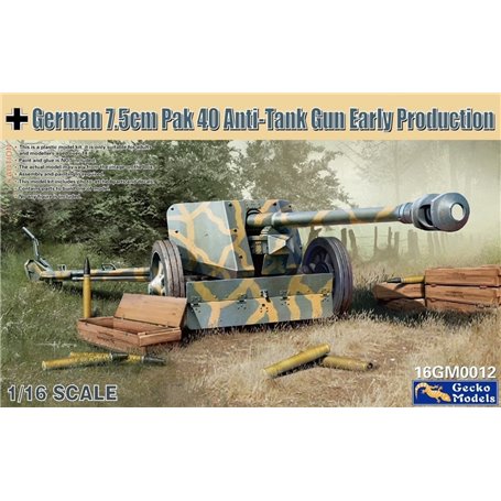 Gecko Models 16GM0012 German 7,5 cm Pak 40 Anti-Tank Gun Early Prod.
