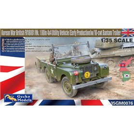 Gecko Models 35GM0076 Korean War British FV18001 Mk.1 80in 4x4 Utility Vehicle (Early Prod.) w/ 10-cwt Bantam Trailer