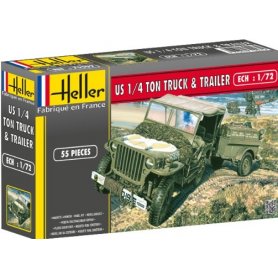 Heller 1:72 Willys Jeep w/trailer