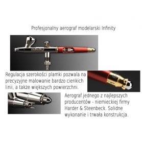 Aerograf i kompresor - zestaw Infinity + akcesoria i farby
