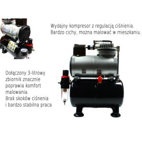 Aerograf i kompresor - zestaw Infinity + akcesoria i farby