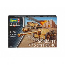 Revell 1:76 Sd.Kfz.11 + 7,5 cm Pak 40 - niemiecki pojazd półgąsienicowy z armatą przeciw pancerną kalibru 75 mm.