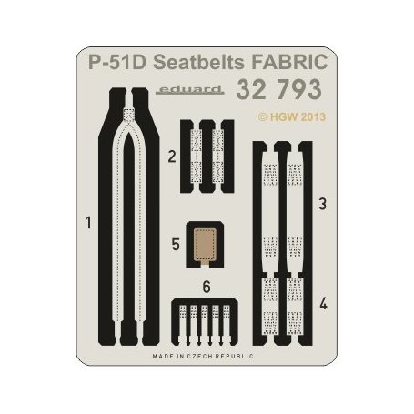 Eduard 1:32 North American P-51D seatbelts FABRIC TAMIYA