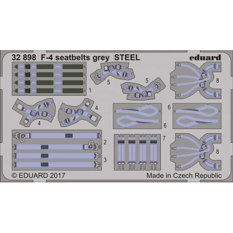 Eduard 1:32 F-4 seatbelts grey STEEL