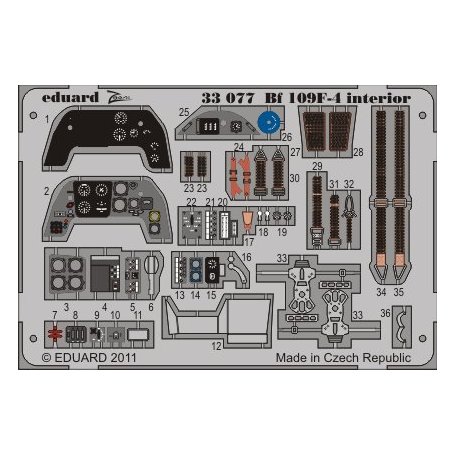 Eduard 1:32 Messerschmitt Bf 109F-4 interior S.A. 1/32 TRUMPETER